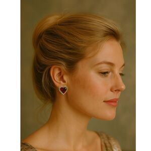 Vintage NWH Rhinestone Heart Clip On Earrings